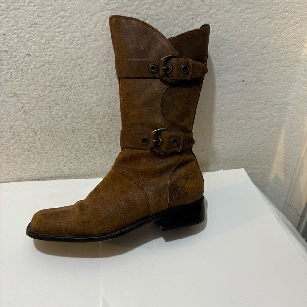 DONALD J PLINER WOMEN BOOTS BROWN SUEDE RIDING MOTORCYCLE EQUESTRIAN SIZE US 7M